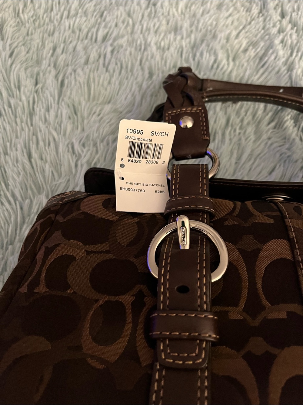 Coach Brown Signature Canvas Satchel Bag with Leather Trim STUNNING NWT - Picture 13 of 16